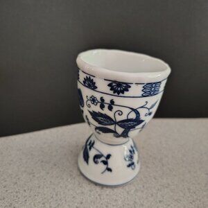 Vintage Blue Danube Japan Blue White Egg Cup Holder with sticker